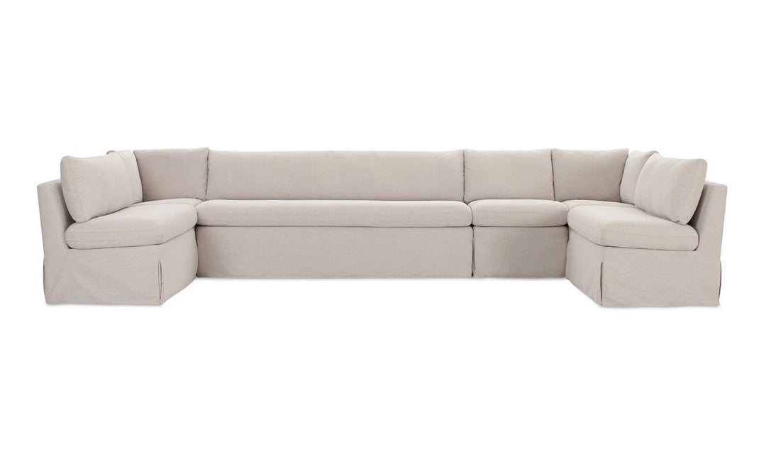 Fable Slipcover Dining Banquette U-Shape Beige 154In - AmericanHomeFurniture