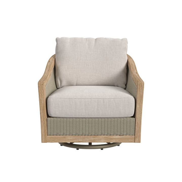 Cambria Swivel Club Chair in Canvas Canvas w/ Self Welt