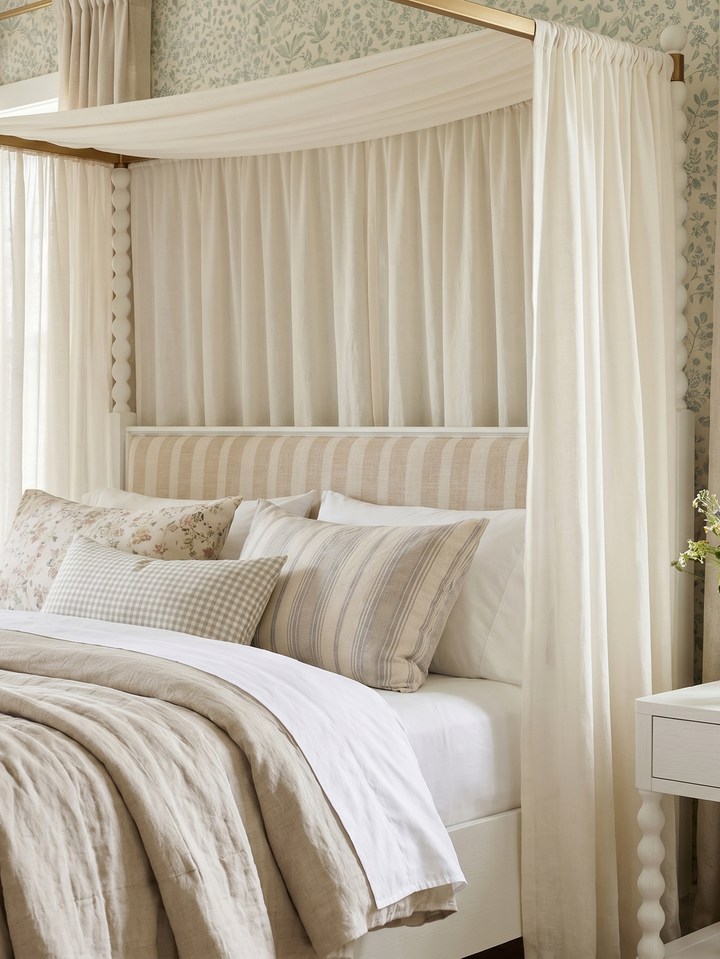 Haven QN Uph Canopy Poster Bed