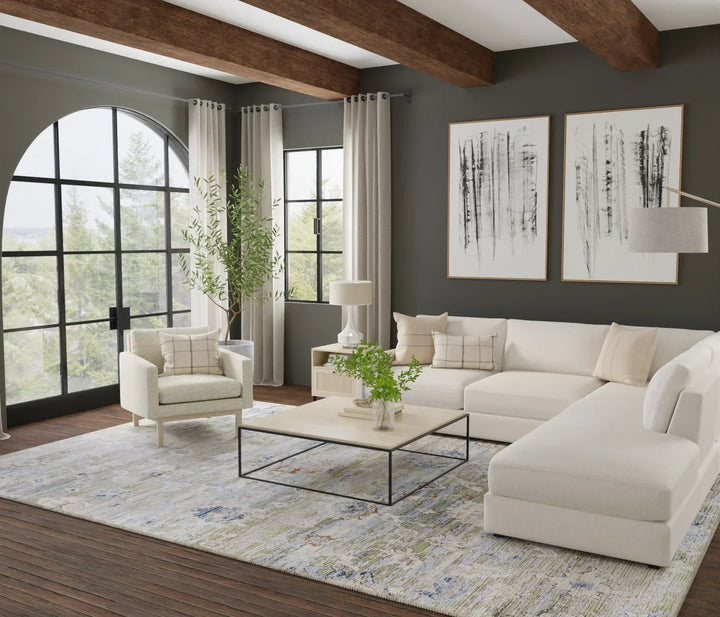 Rectangle/5' x 7'6"/Green/Ivory