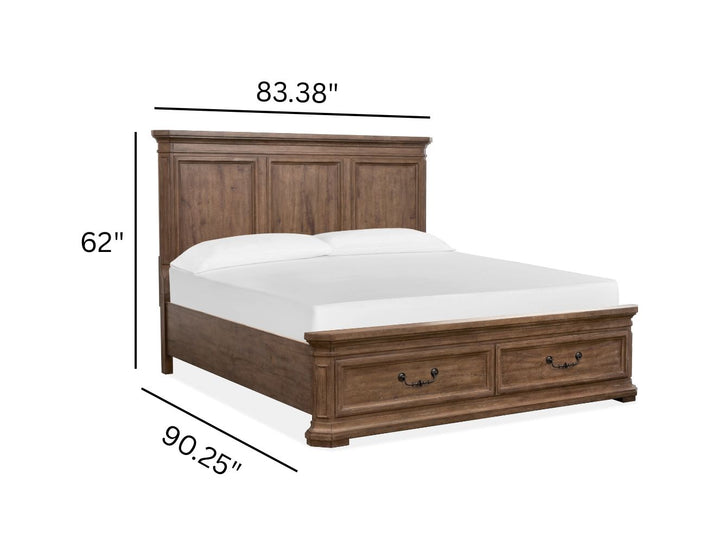 Adler Court Florentine Walnut King Panel Storage Bed - B5991-64A