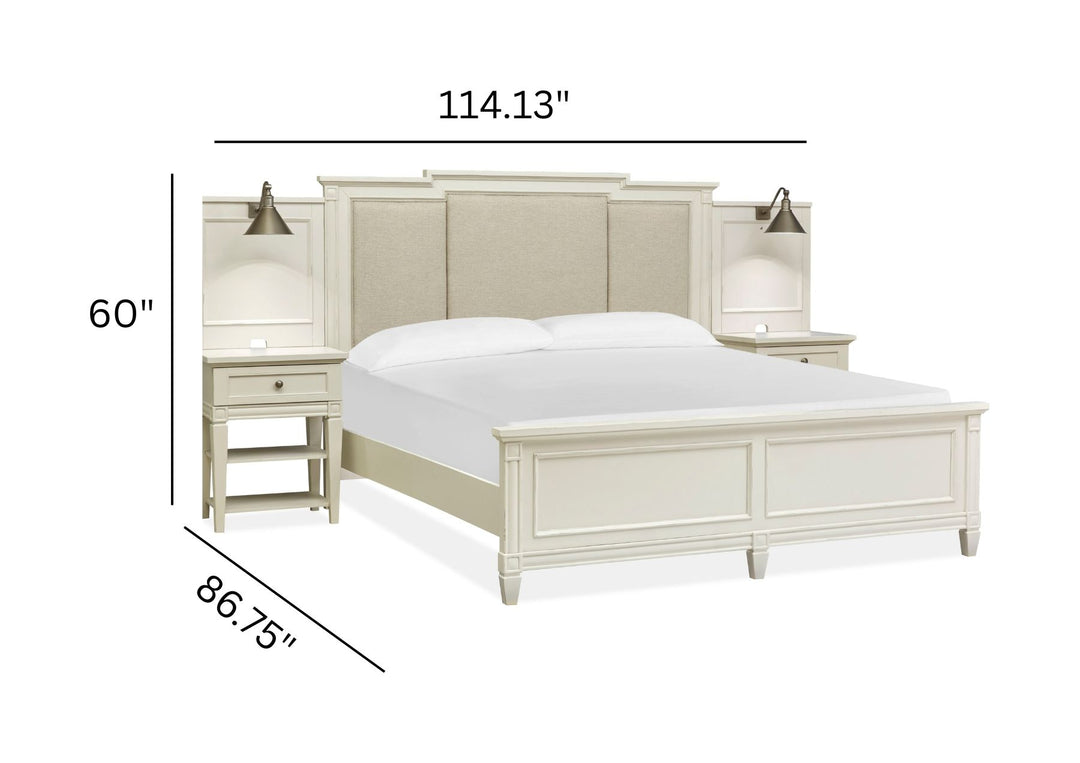 Willowbrook Egg Shell White Queen Upholstered Wall Panel Bed - B5324-55B