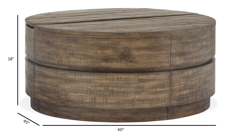 Baisden Tobacco Round Lift Top Cocktail Table With Casters - T5194-57
