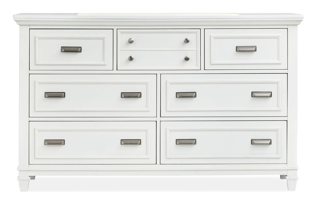 Charleston White Dove White Drawer Dresser With Landscape Mirror - B5611-20WH40WH