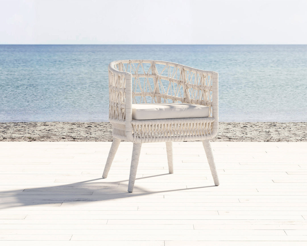 American Home Furniture | Sunset West - Dana Rope Dining Chair in Linen Canvas w/ Self Welt