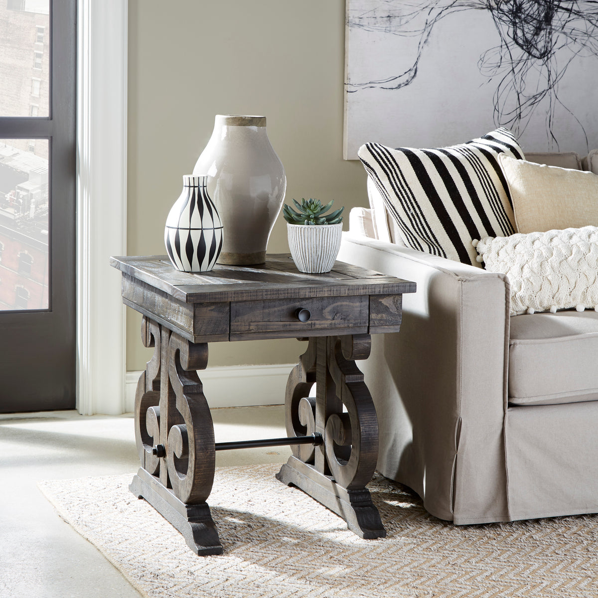 Bellamy Peppercorn Rectangular End Table - T2491-03
