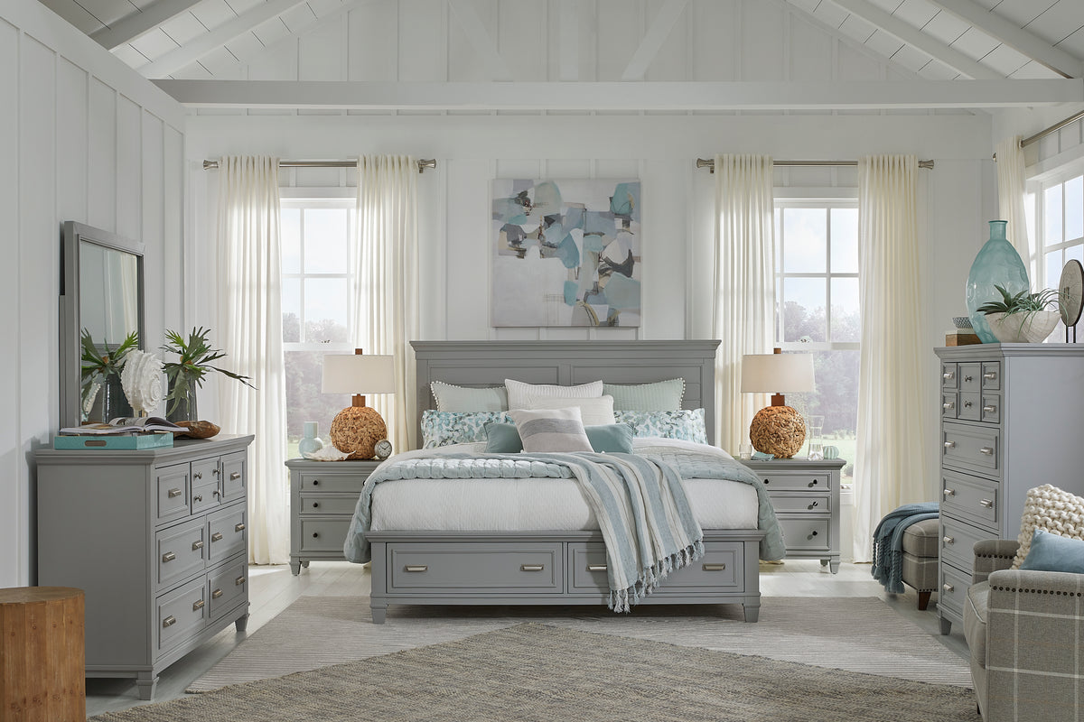 Charleston Harbor Gray King Grey Panel Storage Bed - B5611-65GY