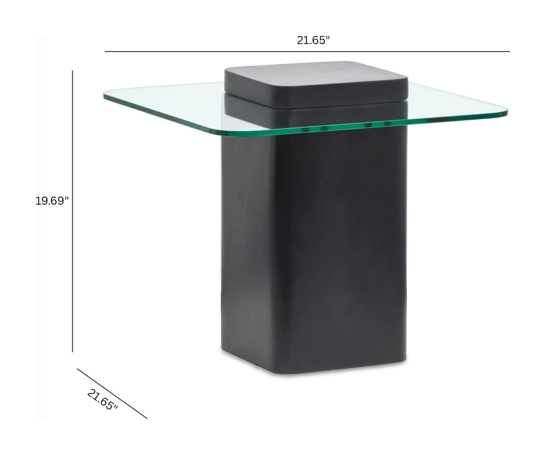 Donora Clear Glass And Obsidian Square End Table - T6388-01