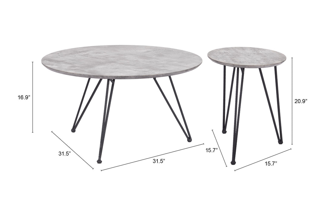 Kerris Coffee Table Set (2-Piece) Gray & Black - 109232