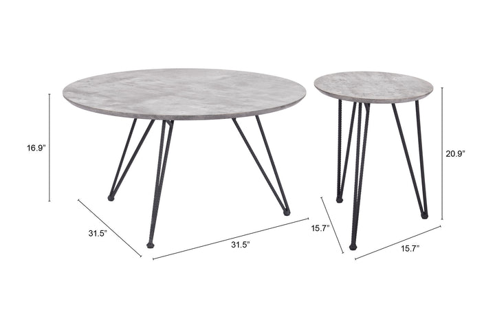 Kerris Coffee Table Set (2-Piece) Gray & Black - 109232