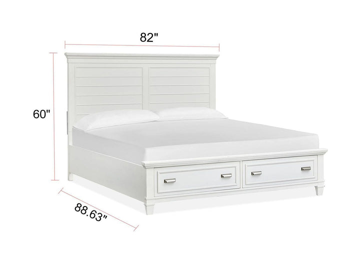 Charleston White Dove King White Panel Storage Bed - B5611-65WH