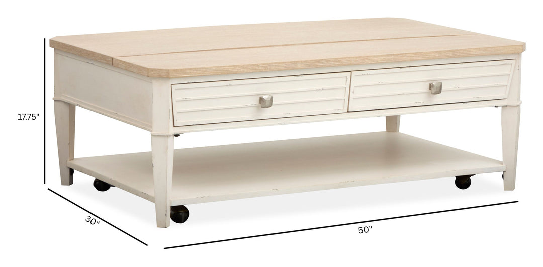 Echo Isles Sea Pearl And Driftwood Lift Top Storage Cocktail Table With Casters - T6310-50