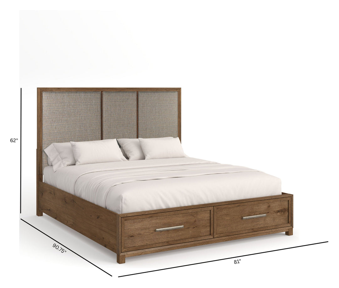 Laurel Ridge Brown Upholstered Panel Storage Bed