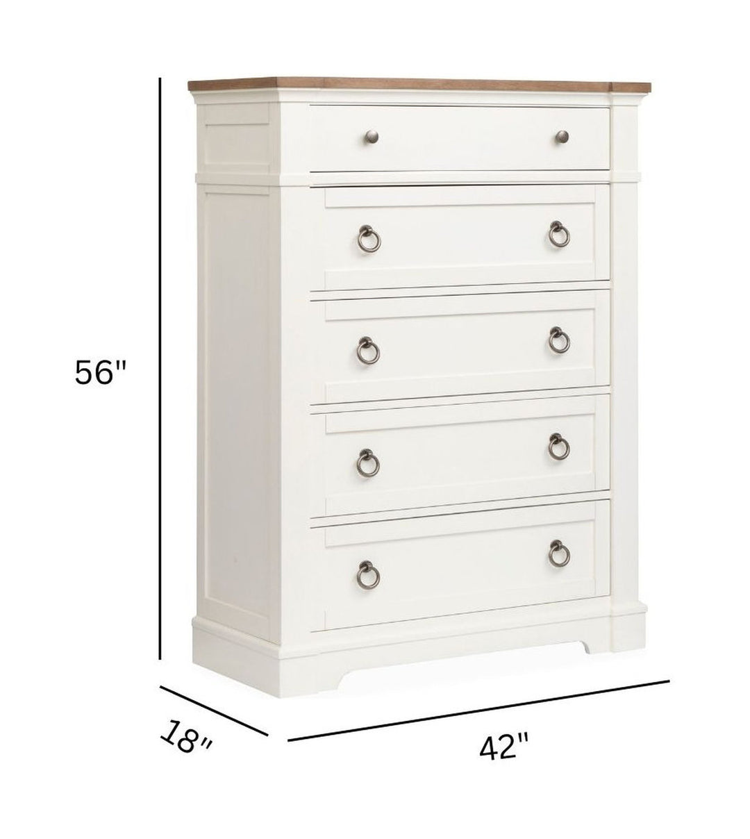 Kingston Whisper White And Cerused Nutmeg Drawer Chest - B6407-10