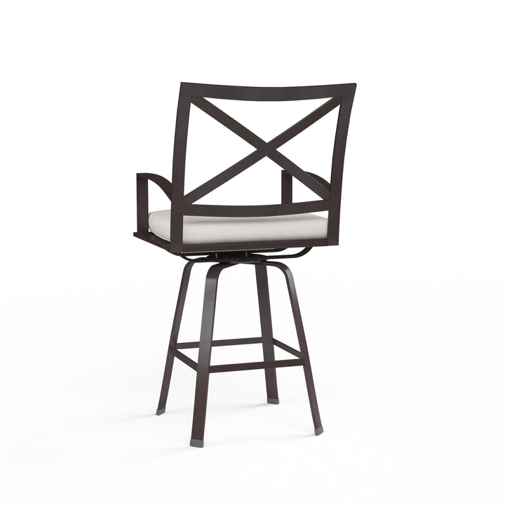 American Home Furniture | Sunset West - La Jolla Swivel Barstool in Canvas Flax w/ Self Welt