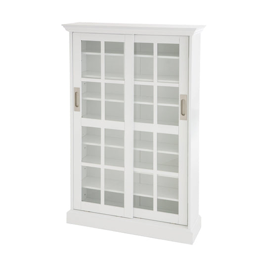 SEI Furniture Media Cabinet w/ Sliding Doors - White MEDIA + TV STANDS