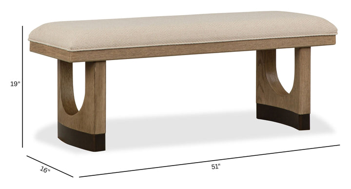 Tristan Swiss Coffee Upholstered Backless Bench With U-Shaped Legs - D5878-68A