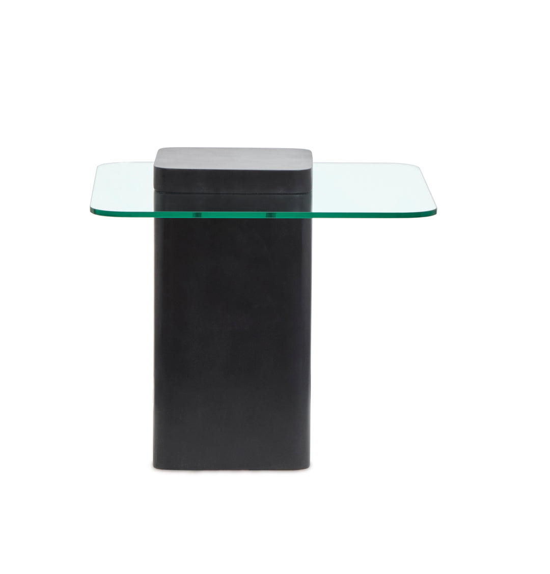 Donora Clear Glass And Obsidian Square End Table - T6388-01
