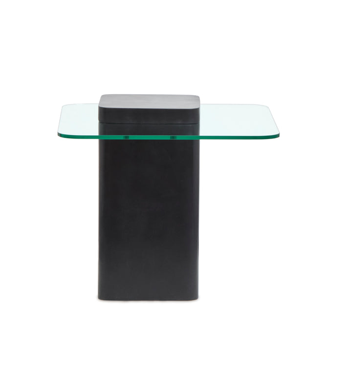 Donora Clear Glass And Obsidian Square End Table - T6388-01
