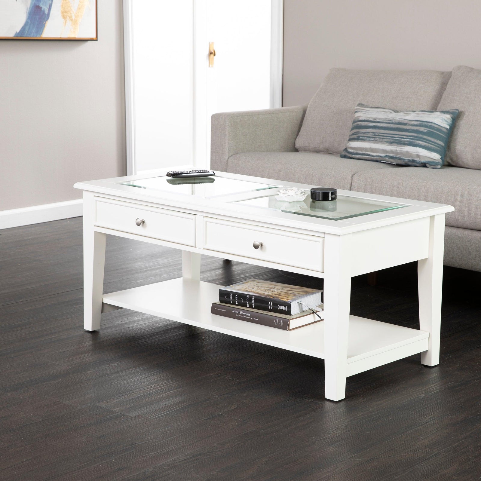 SEI Furniture Panorama Glass-Top Coffee Table COFFEE TABLES