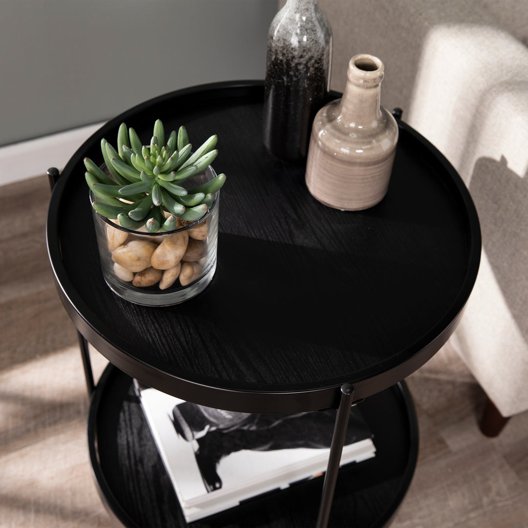 American Home Furniture | SEI Furniture - Verlington Round Farmhouse Style End Table