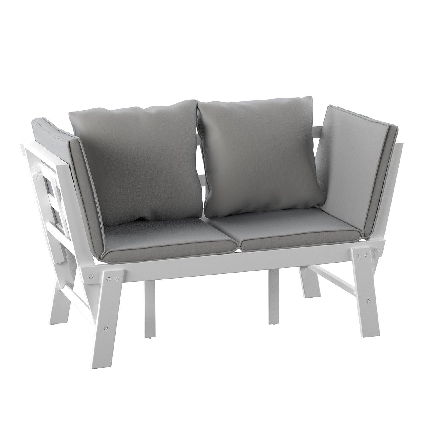 SEI Furniture Holly & Martin Dolavon Outdoor Convertible Lounge Chair – White w/ Gray Cushions OUTDOOR CHAISE LOUNGES