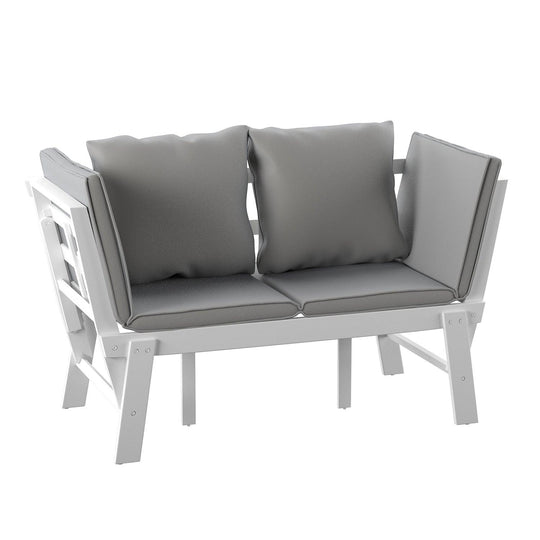 SEI Furniture Holly & Martin Dolavon Outdoor Convertible Lounge Chair – White w/ Gray Cushions OUTDOOR CHAISE LOUNGES
