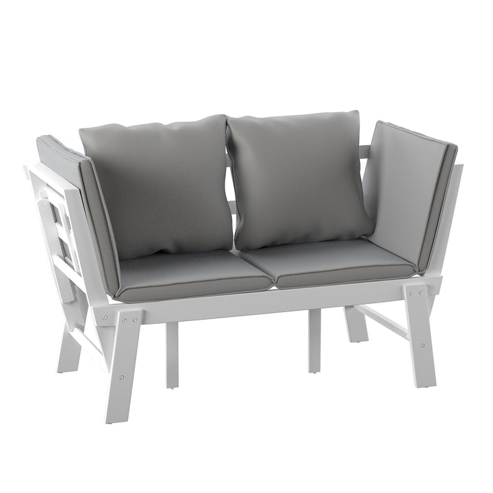 American Home Furniture | SEI Furniture - Holly & Martin Dolavon Outdoor Convertible Lounge Chair – White w/ Gray Cushions