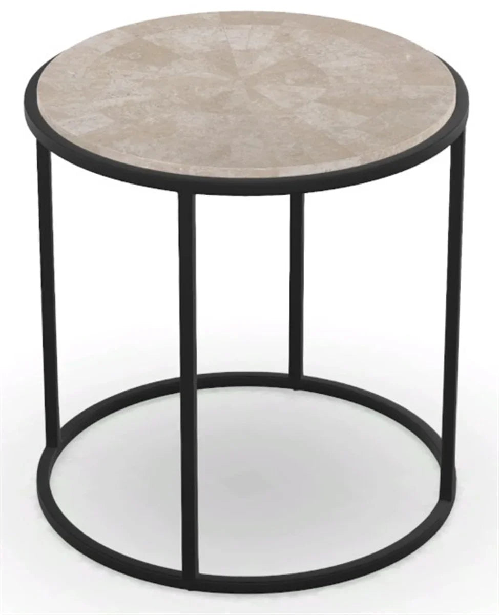 American Home Furniture Vanguard Furniture Villa Round End Table with White Agate Top