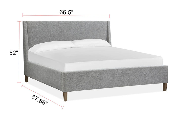 Lindon Belgian Wheat And Coffee Bean Queen Grey Upholstered Island Bed - B5570-50G