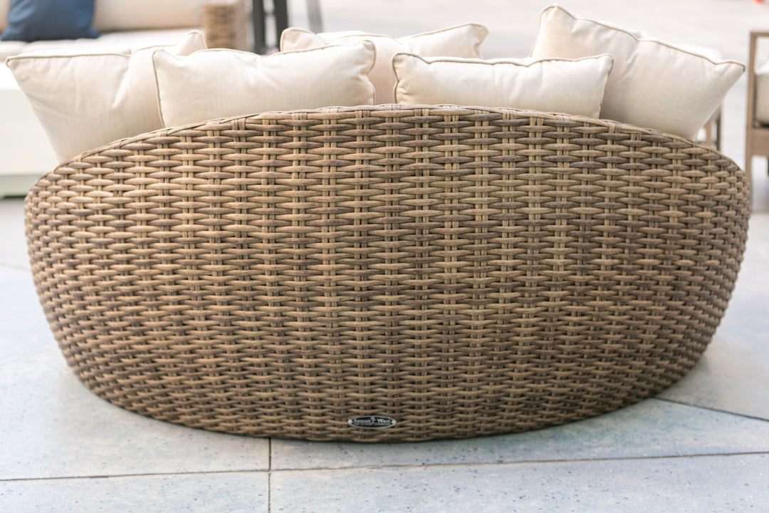 American Home Furniture | Sunset West - Havana Round Daybed in Canvas Flax w/ Self Welt