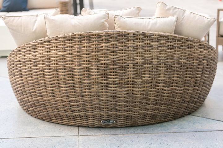 Havana Round Daybed in Canvas Skyline w/ Self Welt