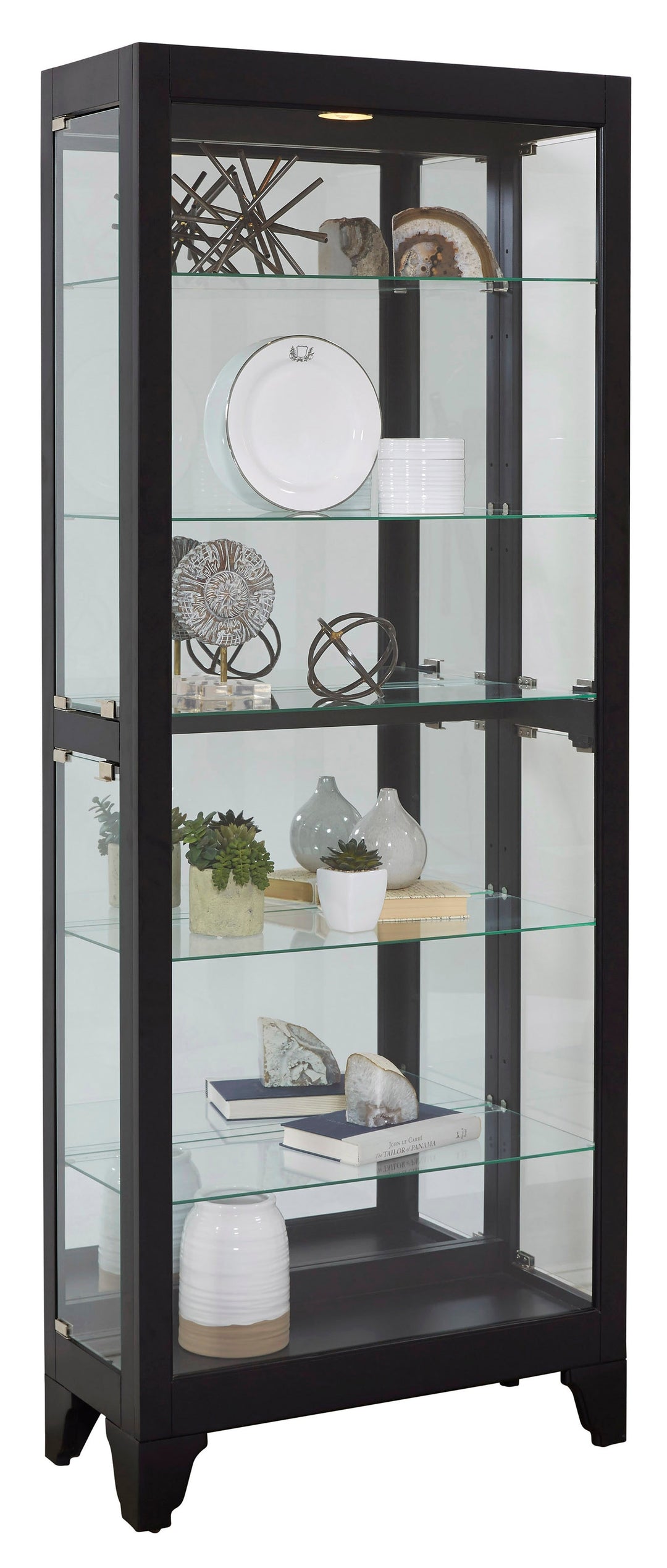 Curios Onyx Black Lighted Gallery Style 5 Shelf Curio Cabinet - 21218
