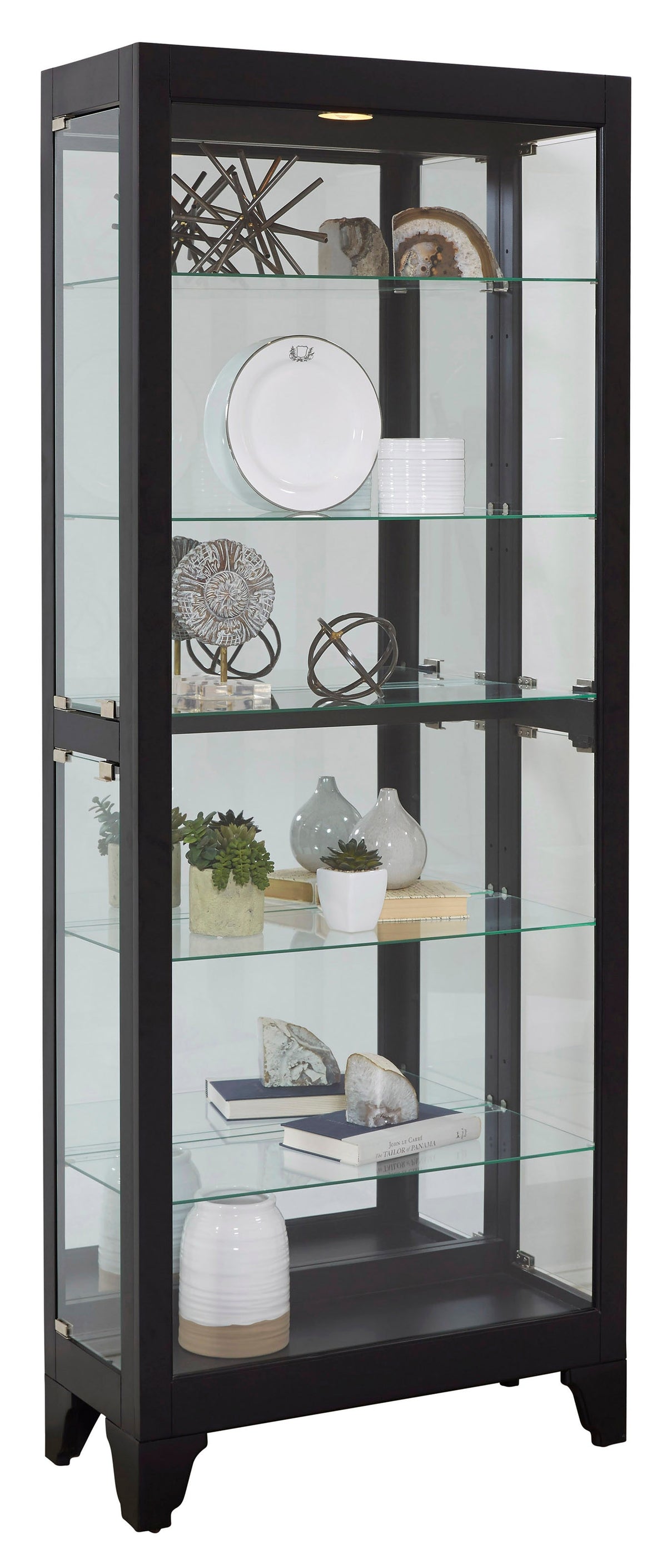 Curios Onyx Black Lighted Gallery Style 5 Shelf Curio Cabinet - 21218