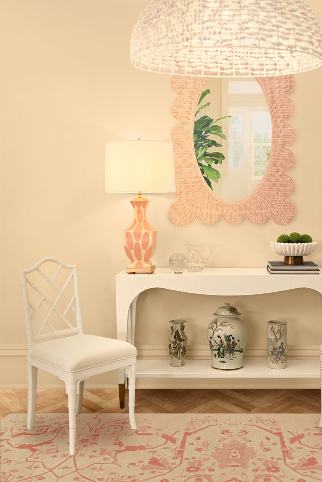 Two Tier Tapered Leg Console With Antique Brass Foot Caps In White Lacquer - LAVERNE WH