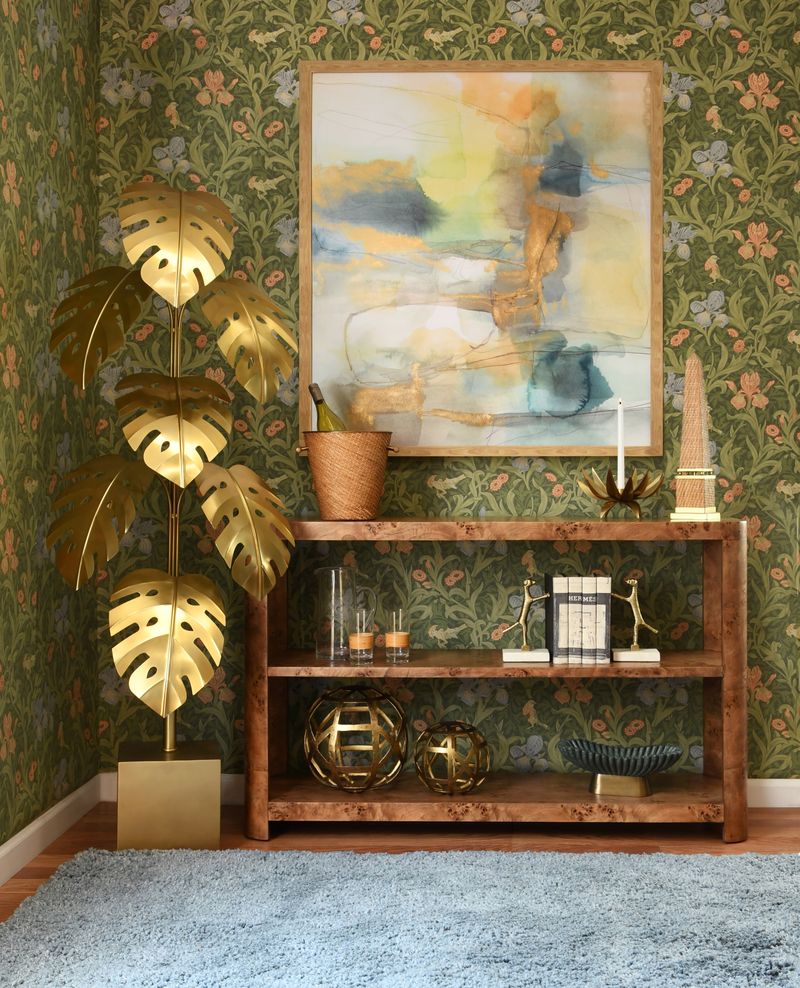 Tier Tier Console With Curved Corners In Dark Burl Wood - EMERY DBW
