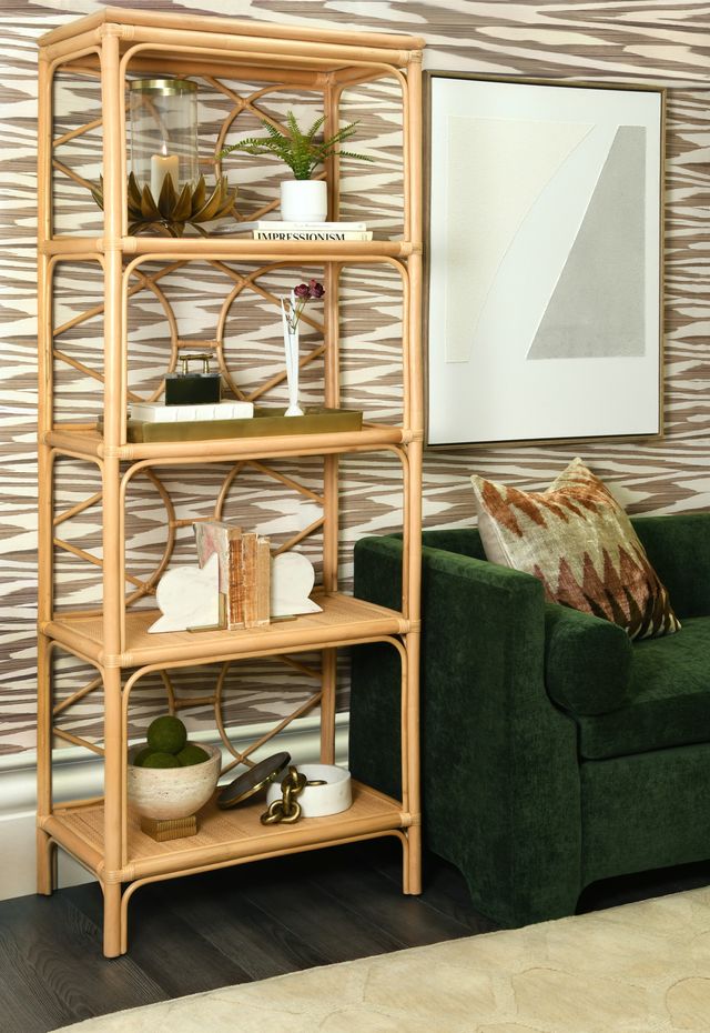Decorative Back Etagere In Natural Rattan - DANIELLE NAT