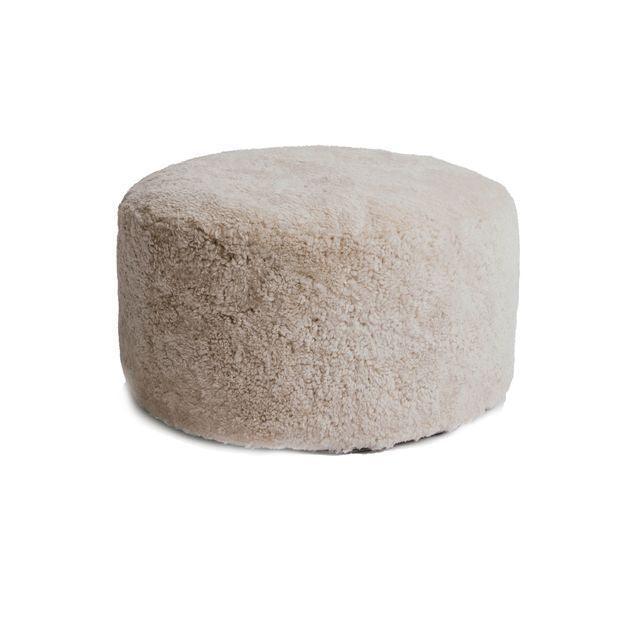 Shorn Curly Sheepskin Ottoman - AmericanHomeFurniture