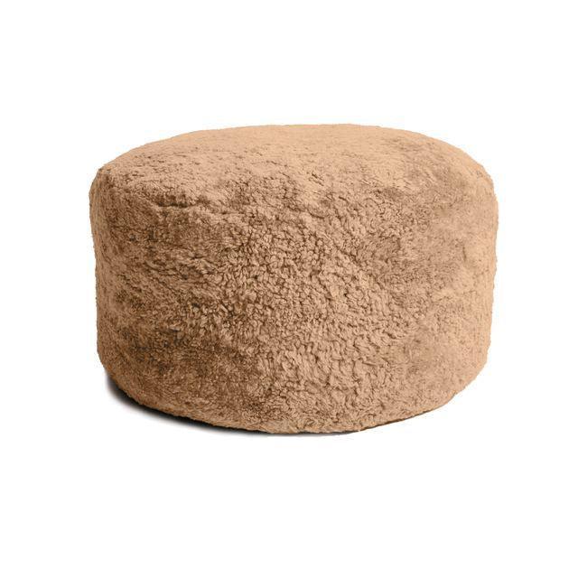 Shorn Curly Sheepskin Ottoman - AmericanHomeFurniture