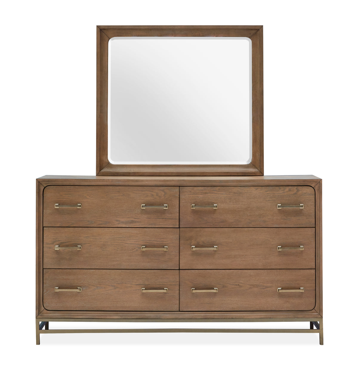 Lindon Belgian Wheat And Coffee Bean Double Drawer Dresser With Landscape Mirror - B5570-2240