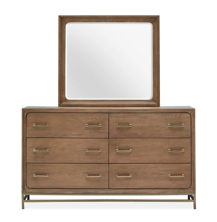 Lindon Belgian Wheat And Coffee Bean Double Drawer Dresser With Landscape Mirror - B5570-2240