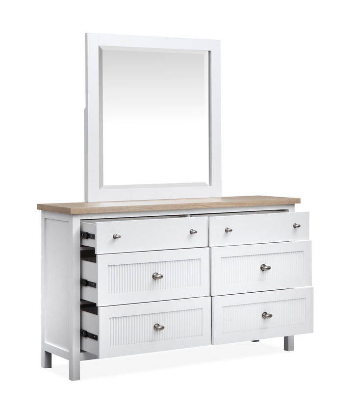 Windmill Harbour White Whisp And Sand Double Drawer Dresser With Portrait Mirror - B6313-2242