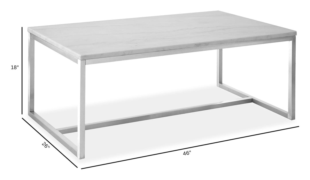 Esme White Marble And Brushed Nickel Rectangular Cocktail Table - T5763-43
