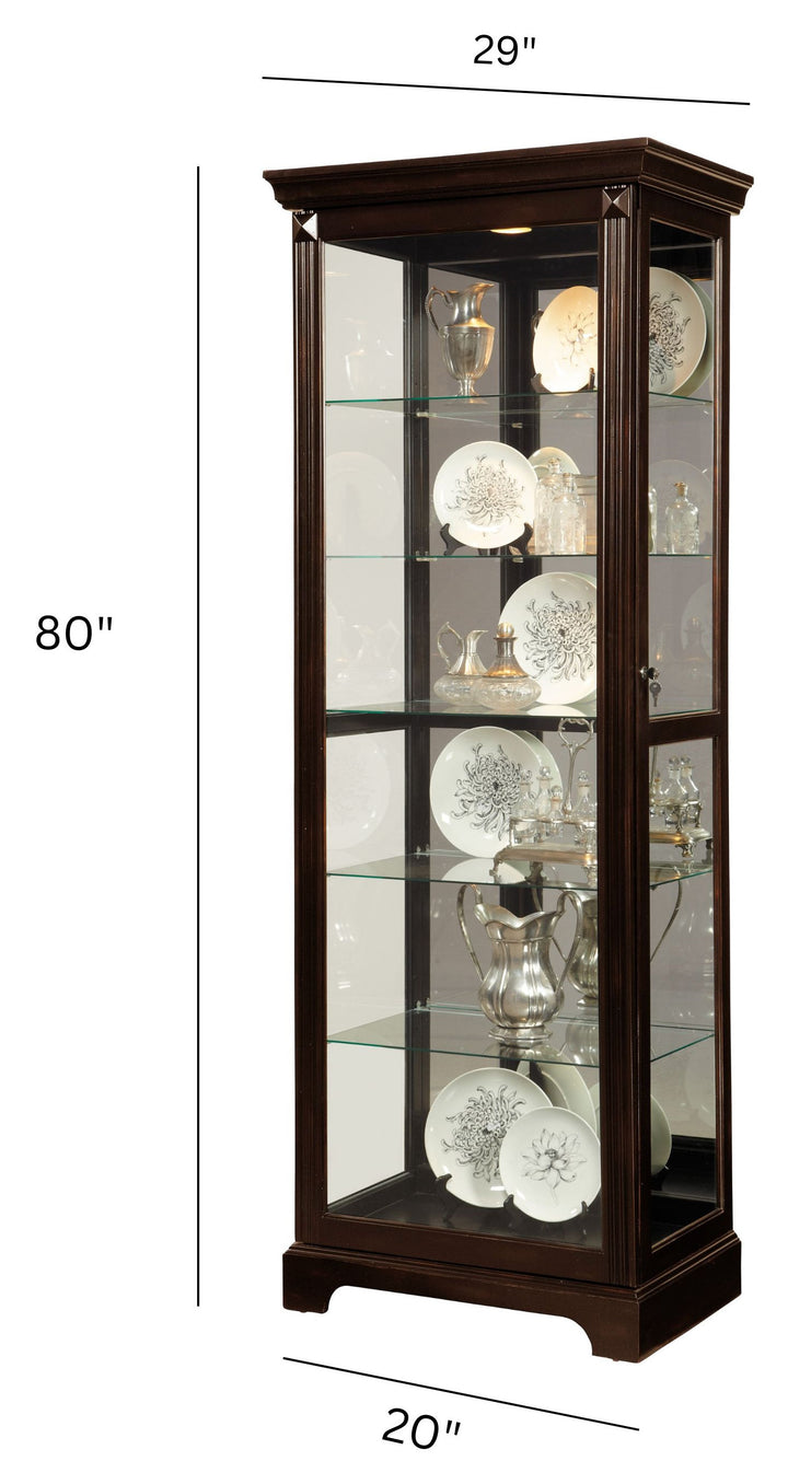 Curios Deep Cherry Brown Locking Slide Door 5 Shelf Curio Cabinet - 21459