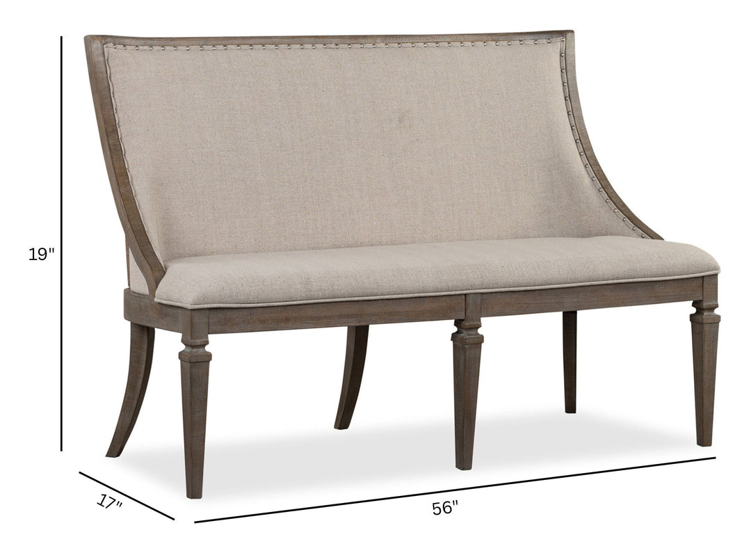 Lancaster Dovetail Grey Upholstered Bench - D4352-78