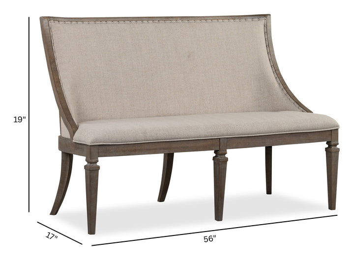 Lancaster Dovetail Grey Upholstered Bench - D4352-78