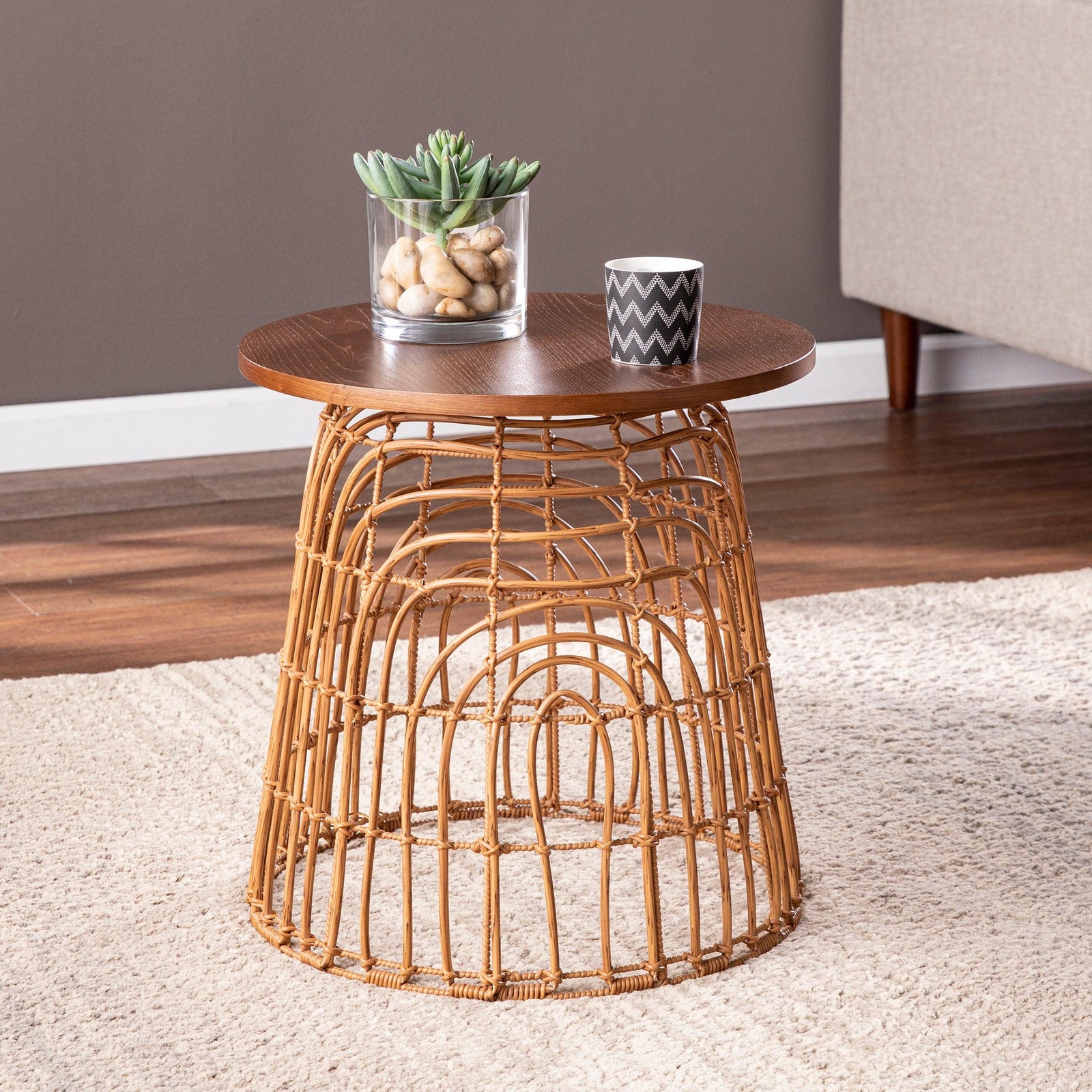 SEI Furniture Weaverdon Round Accent Table ACCENT TABLES