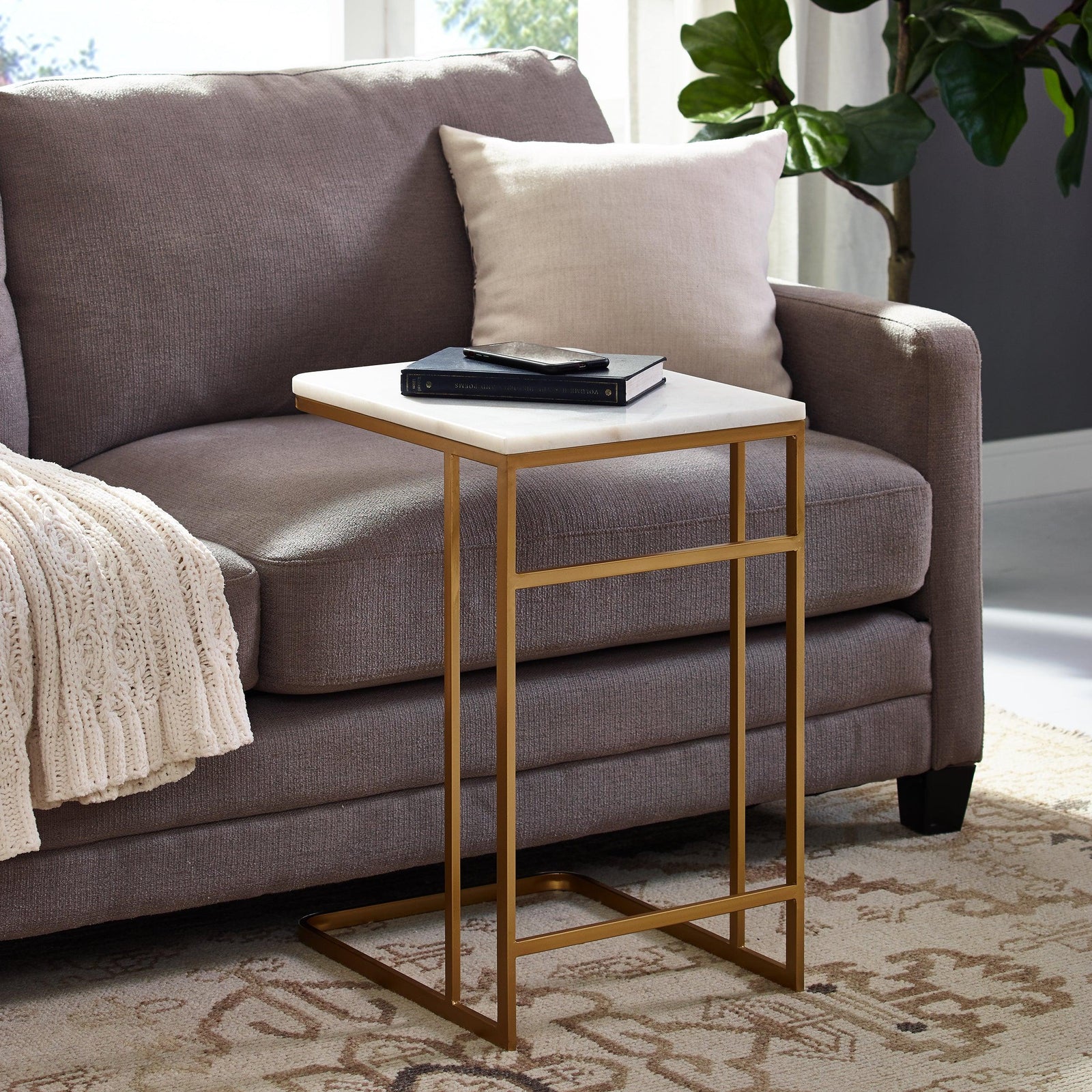 SEI Furniture Fallon Marble C-Table ACCENT TABLES