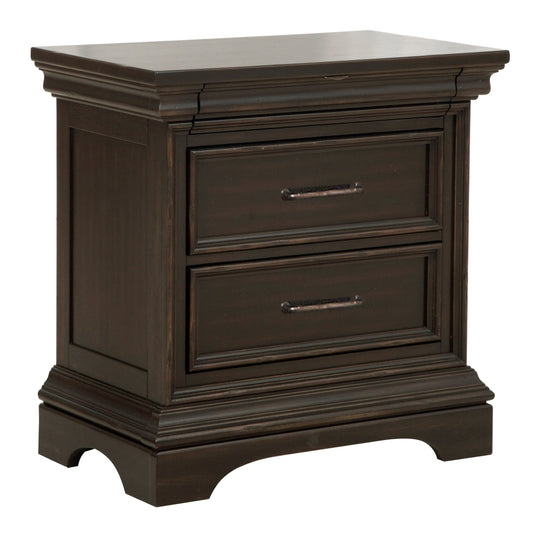 Caldwell Smoked Molasses 2 Drawer Nightstand - P012140