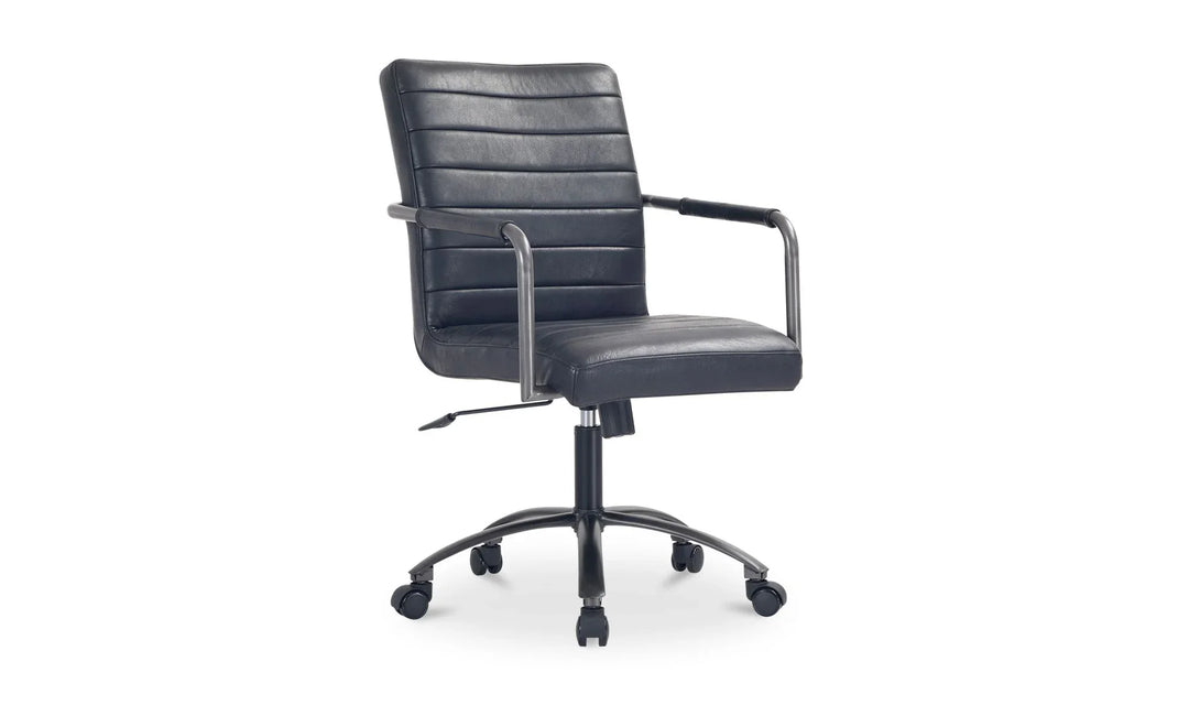 Roy Office Chair Black Leather - AmericanHomeFurniture